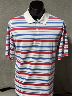 Adidas Climalite Red White Blue Golf Polo Shirt Size L